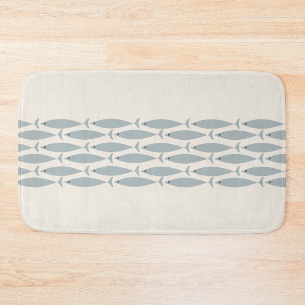Item preview, Fish Stripe 6 - Minimalist Mid Century Modern Pattern in Cream and Light Blue-Grey designed and sold by kierkegaard.