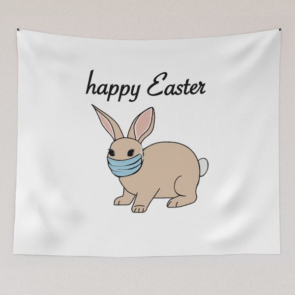 Item preview, Easter Bunny with Face Mask/ Happy Easter!/ Easter Bunny with writing designed and sold by muffinstandd.
