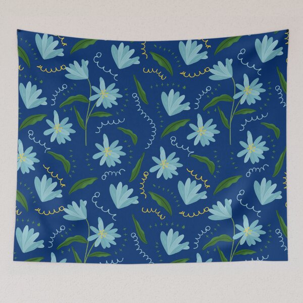 Item preview, blue flowers pattern designed and sold by myinkcolour.