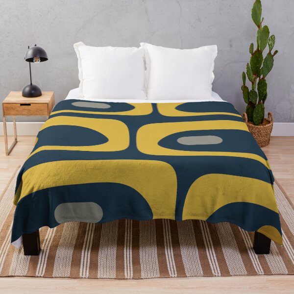 Item preview, Mid Century Modern Piquet Abstract Minimalist Pattern in Light and Dark Mustard, Navy Blue, and Grey designed and sold by kierkegaard.