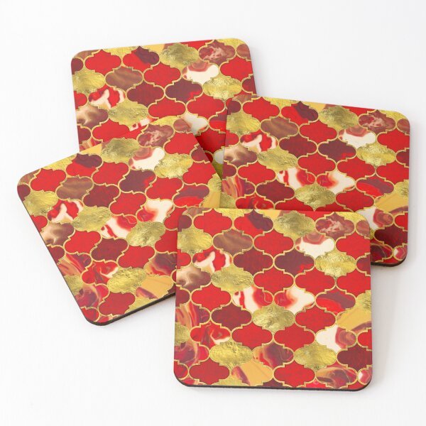 Item preview, Moroccan trellis Reds and Gold designed and sold by k9printart.