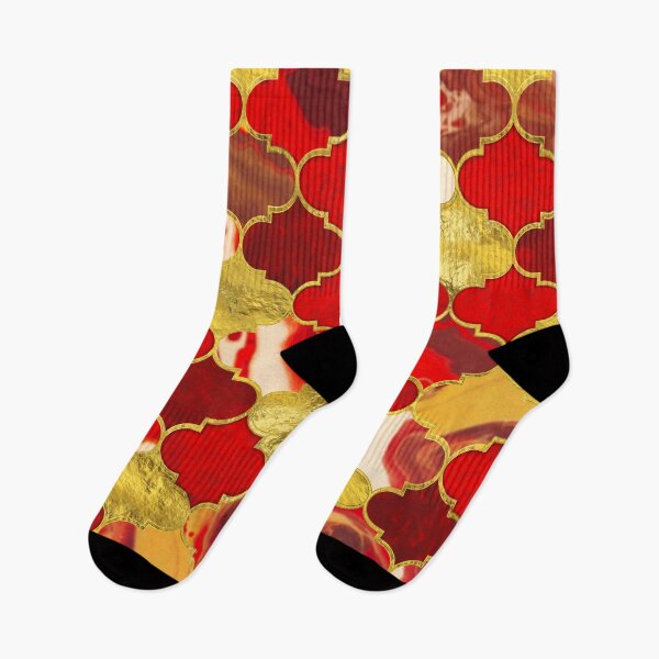 Item preview, Moroccan trellis Reds and Gold designed and sold by k9printart.