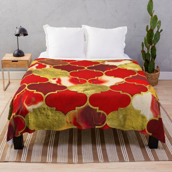 Item preview, Moroccan trellis Reds and Gold designed and sold by k9printart.