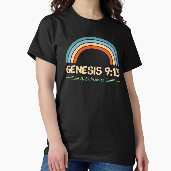 Vista previa del artículo con la obra «La oración fielmente la promesa del arco iris Bible Church verso Jesús de Génesis 9:13 Dios religiosa cristiana Dios Señor Diseño», diseñado y vendido por shirti.