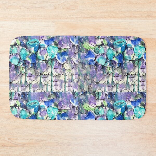 Item preview, Flower Cluster Watercolor Art with Teals, Purples and Blues designed and sold by bryanmcclelland.