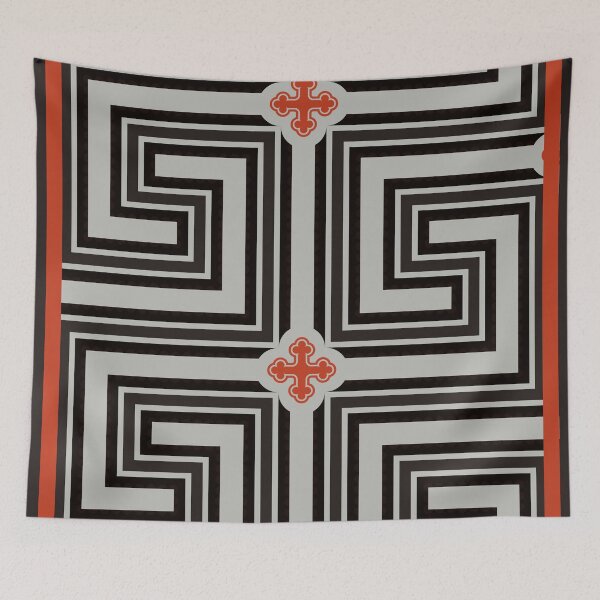 Item preview, Black and White Geometric Ornament 01 designed and sold by vortexatelier.