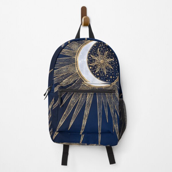 Item preview, Blue Gold Sun Moon Mandala Doodling Art designed and sold by NdesignTrend.