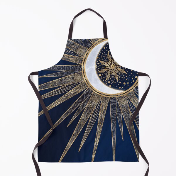 Item preview, Blue Gold Sun Moon Mandala Doodling Art designed and sold by NdesignTrend.