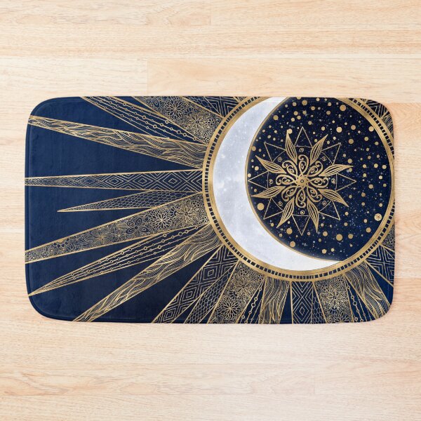 Item preview, Blue Gold Sun Moon Mandala Doodling Art designed and sold by NdesignTrend.