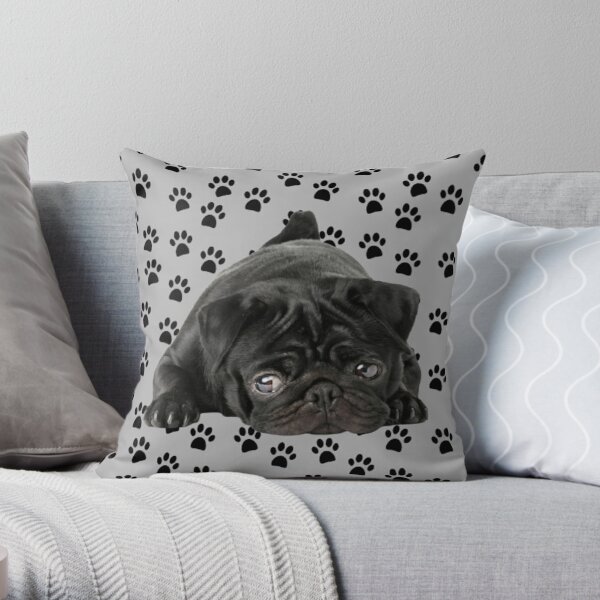 Black hot sale pug pillow