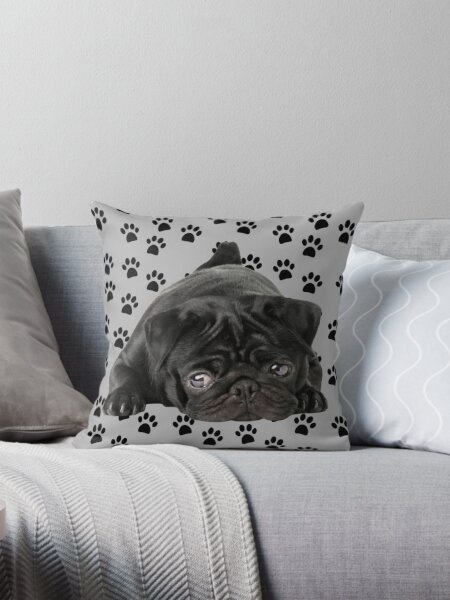 Black Pug Pillows Cushions for Sale Redbubble