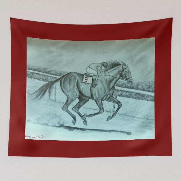 Item preview, Horse racing pencil portrait designed and sold by horseaddicted.