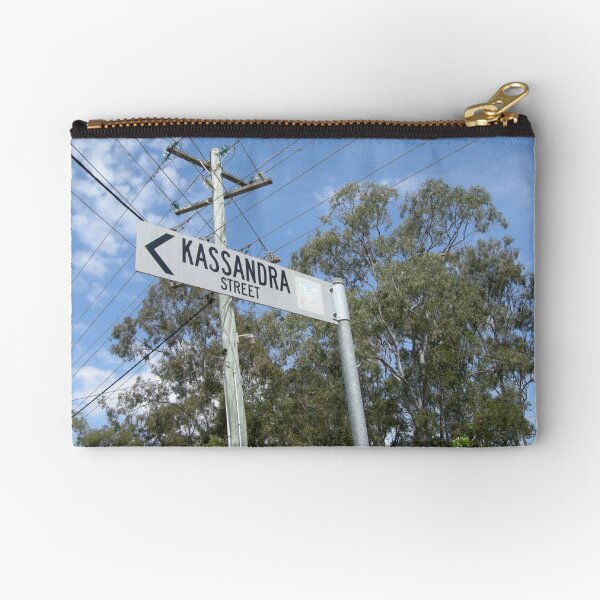 A street sign that says Kassandra Street Zipper Pouch