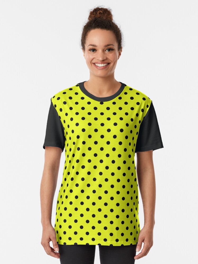 Yellow shirt with hot sale black polka dots