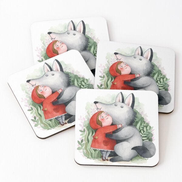 Lil Red Riding Hood & Wolf Coasters (Set of 4)