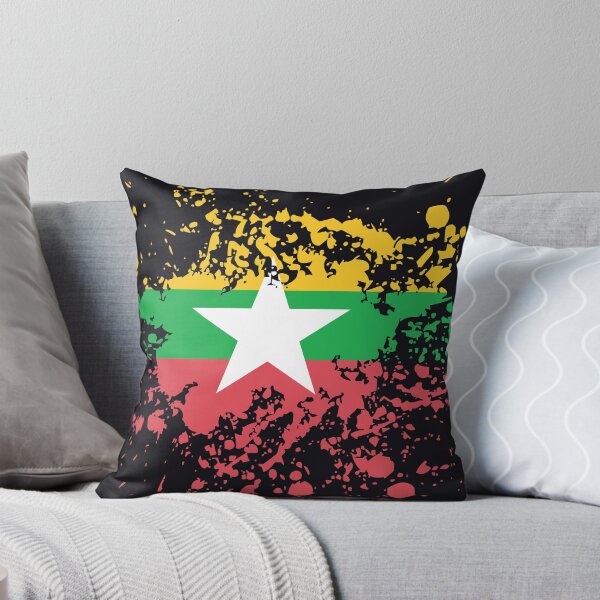 Item preview, Myanmar Flag Ink Splatter designed and sold by limitlezz.