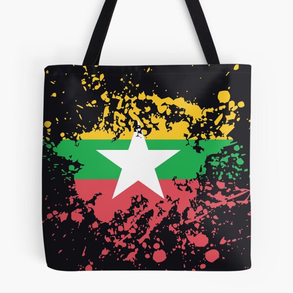 Item preview, Myanmar Flag Ink Splatter designed and sold by limitlezz.