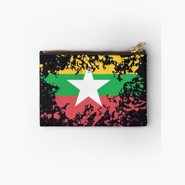 Item preview, Myanmar Flag Ink Splatter designed and sold by limitlezz.