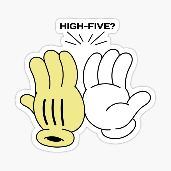 High Five Cartoon Hand Sticker