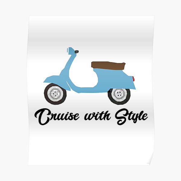Blue vintage Vespa scooter Poster