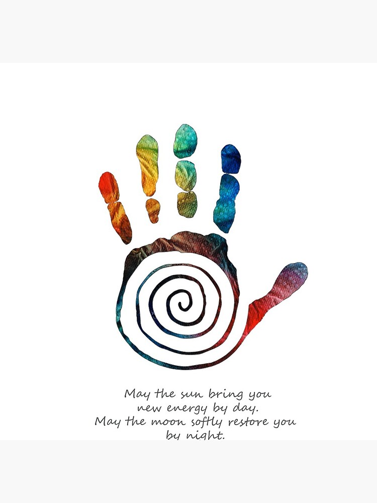 Colorful Healing Hand Symbol Art Prayer Painting Native American