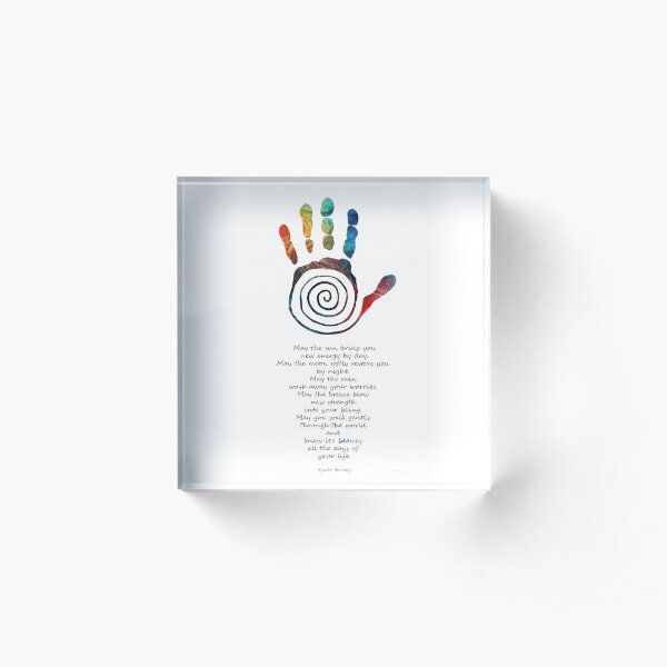 Native American Blessing - Healing Hand Symbol Art - Sharon Cummings Acrylic Block