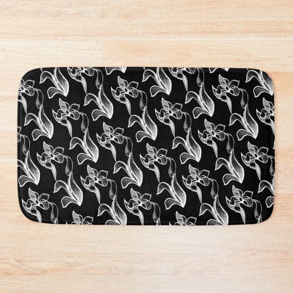 Item preview, Abstract neon white shine flowers on black designed and sold by homemadecreate.