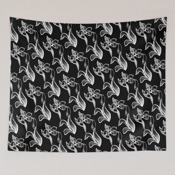 Item preview, Abstract neon white shine flowers on black designed and sold by homemadecreate.