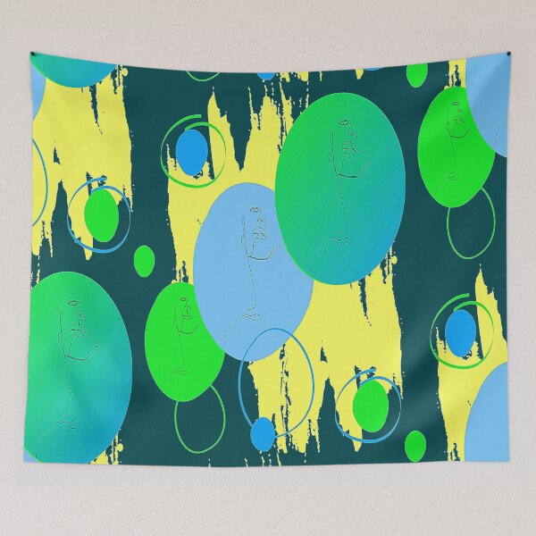 Item preview, Abstract Faces Colorful Circles Abstract art design, linear design, Pscychedelic  Arte Abstraco designed and sold by Adri Barnard.