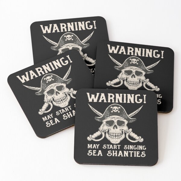 Item preview, Warning May Start Singing Sea Shanties Pirate Skull  designed and sold by funnytshirtemp.