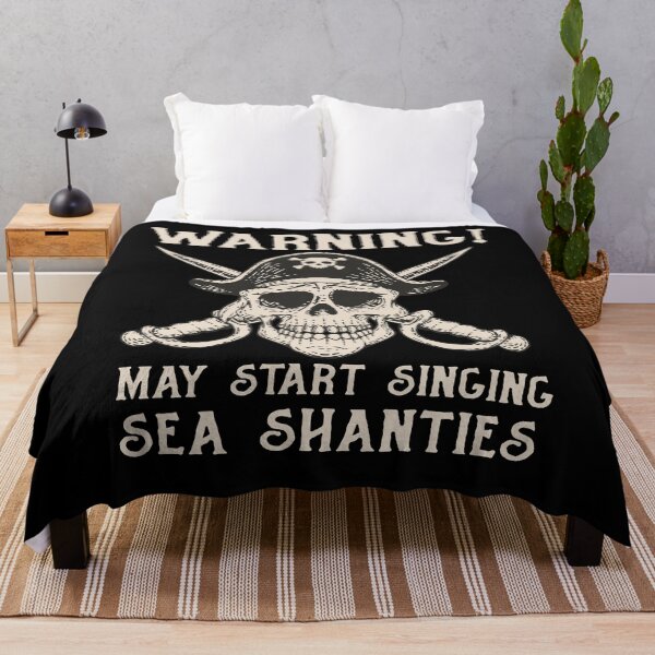 Item preview, Warning May Start Singing Sea Shanties Pirate Skull designed and sold by funnytshirtemp.