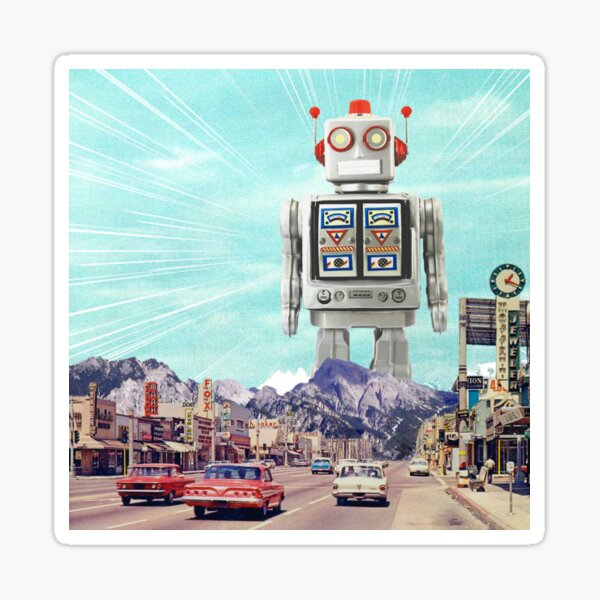 Robot in Town Sticker