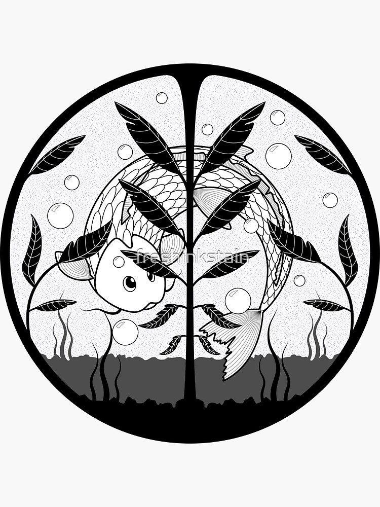 "Aquarium (black and white)" Sticker for Sale by freshinkstain Redbubble