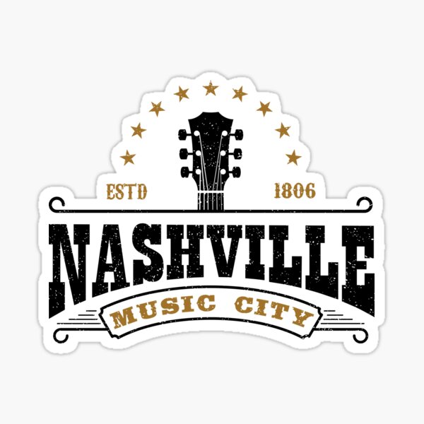 "Nashville Music City Tennessee USA America Country Music" Sticker for