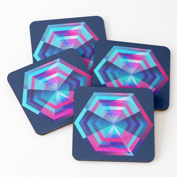 Item preview, Regular star shape polygon in pink and blue designed and sold by IngaDesign.