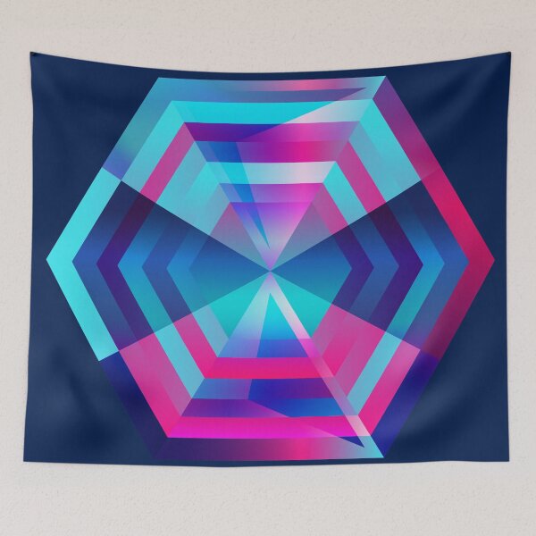 Item preview, Regular star shape polygon in pink and blue designed and sold by IngaDesign.