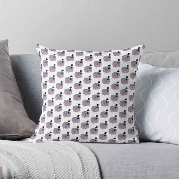 Pastel and Black Ink Tulip Throw Pillow