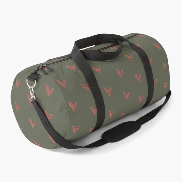Orange Red and Green Winter Floral Duffle Bag