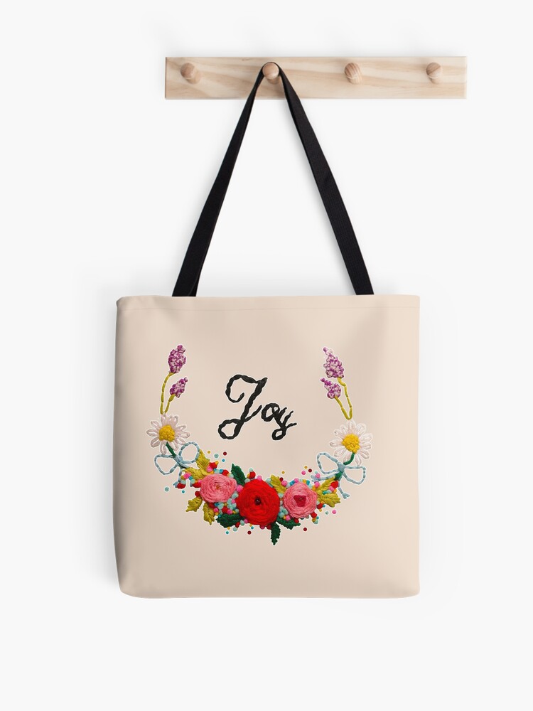 Bolsa de tela «Guirnalda flores bordada a mano - Joy» | Redbubble