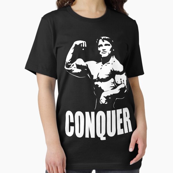 Vista previa del artículo con la obra «CONQUISTADOR (Arnold Single Bicep Flex)», diseñado y vendido por ilovearnie.