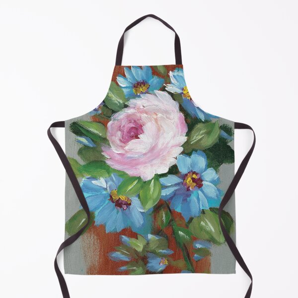 Item preview, Single Pink Rose Surrounded by Blue Flowers designed and sold by Smalltownart.