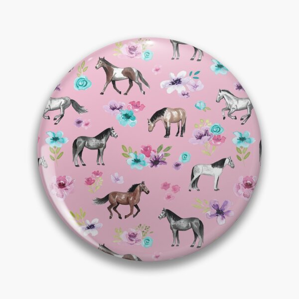 Item preview, Horses and Flowers on Pink, Equestrian Art, Horse Decor, Cowgirl, Horse Pattern designed and sold by cateandrainn.
