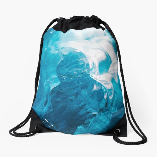 Icy Blue Crystals Drawstring Bag