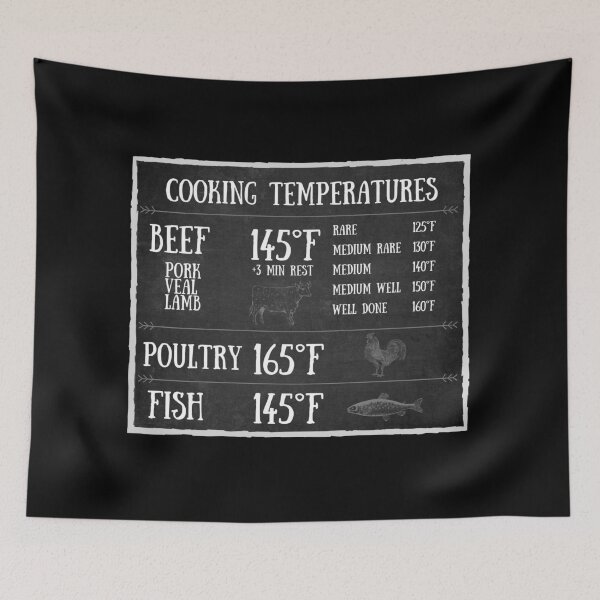 Item preview, Cooking Temperature Chart Magnet Chalkboard designed and sold by hashntoast.