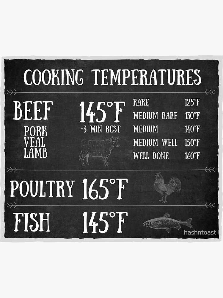 Cooking Temperature Chart Magnet Magnet for Sale by hashntoast