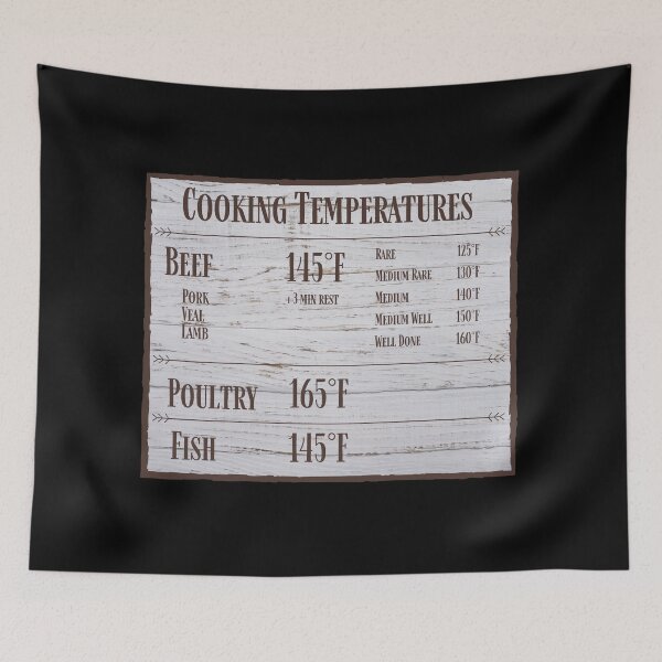 Item preview, Cooking Temperature Chart Magnet Wood designed and sold by hashntoast.