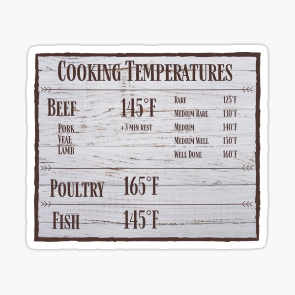 Cooking Temperature Chart Magnet Magnet for Sale by hashntoast