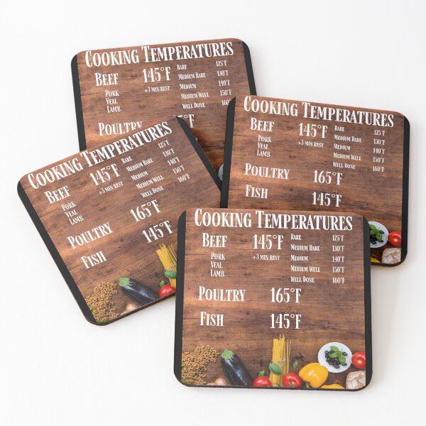 Item preview, Cooking Temperature Chart Magnet Cutting Board designed and sold by hashntoast.