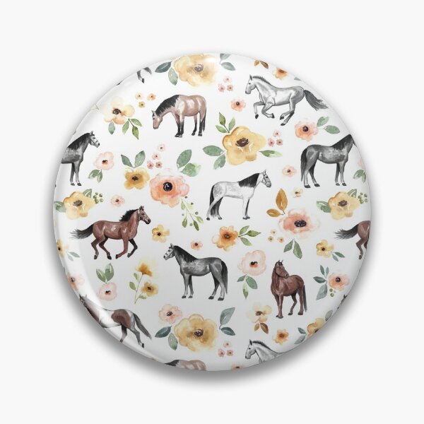 Item preview, Horses with Yellow and Pink Flowers, Horse Decor, Watercolor Floral  designed and sold by cateandrainn.