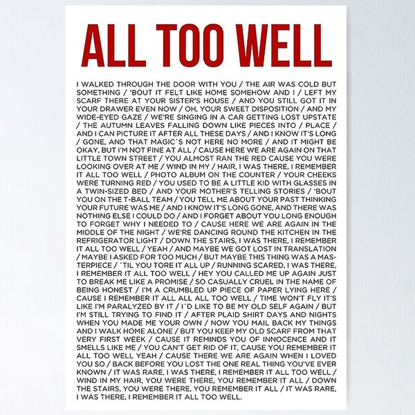 Taylor Swift Swifties All Too Well Poster by Luna's Revolution
